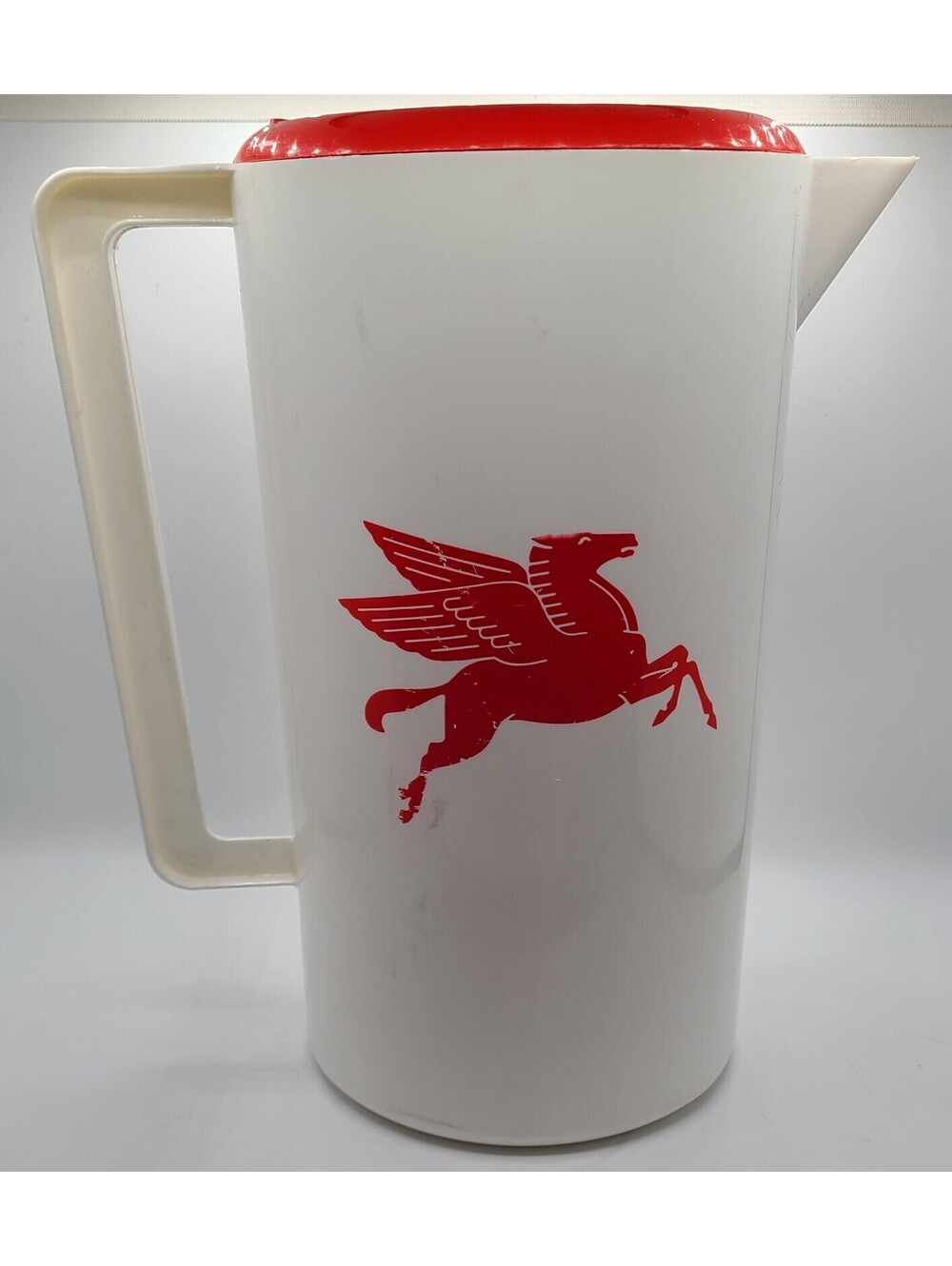 Vintage Mobil Oil Company Pitcher  White Home Decor Iced Tea Water Pegasus RARE